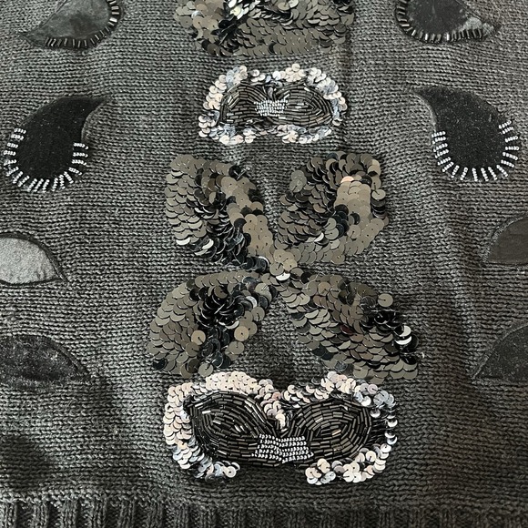 Vintage‎ Bonnie Bill Black Beaded Sweater Sz L Sequins Beads Whimsygoth Glam - Picture 4 of 9